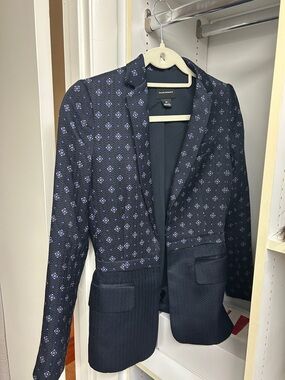 Club Monaco Navy Blazer with Subtle Blue Pattern